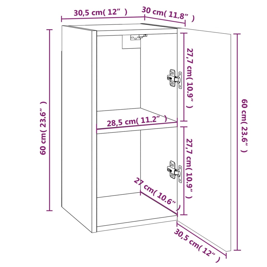 vidaXL TV skříňky 4 ks kouřový dub 30,5 x 30 x 60 cm kompozitní dřevo