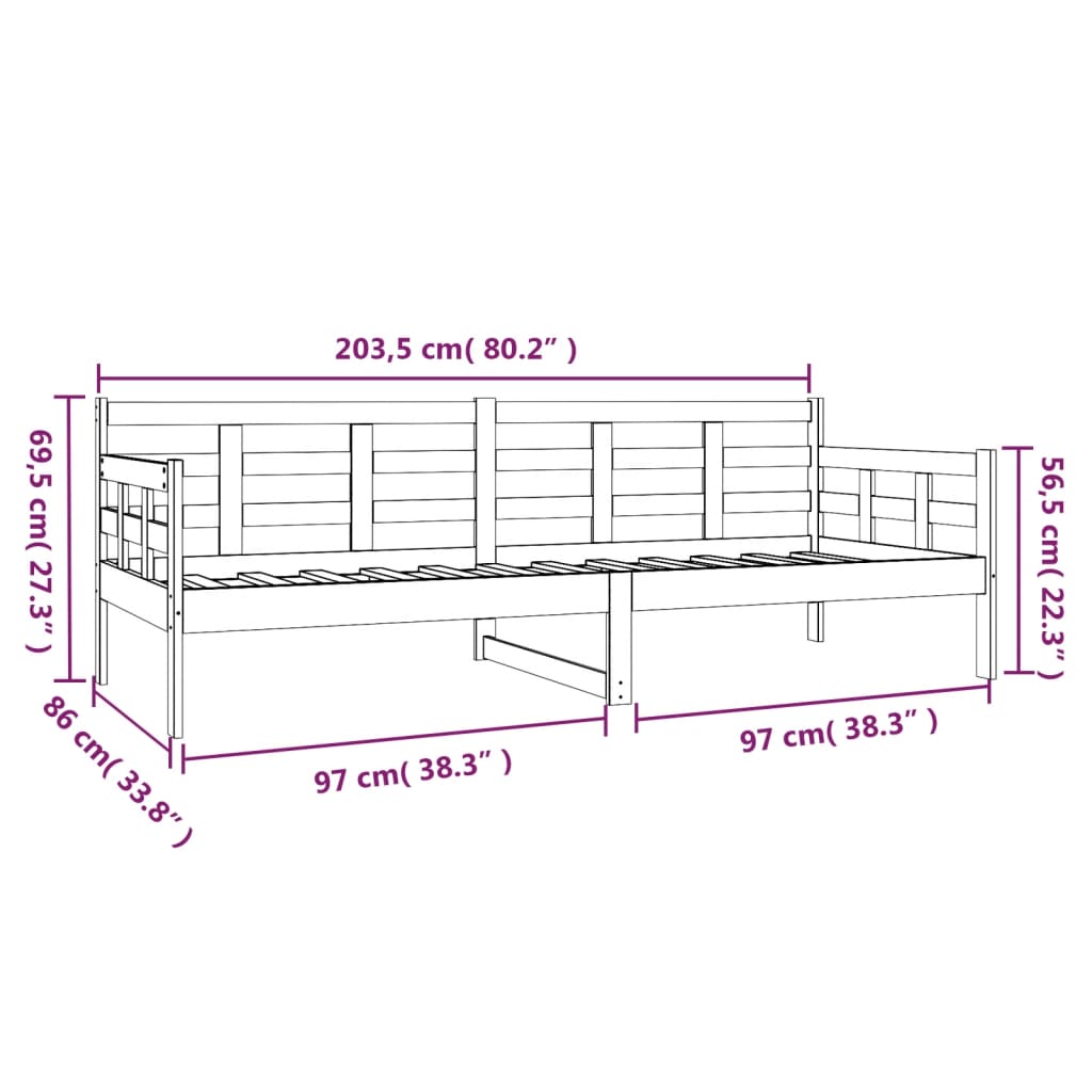 vidaXL Válenda bílá masivní borové dřevo 80 x 200 cm