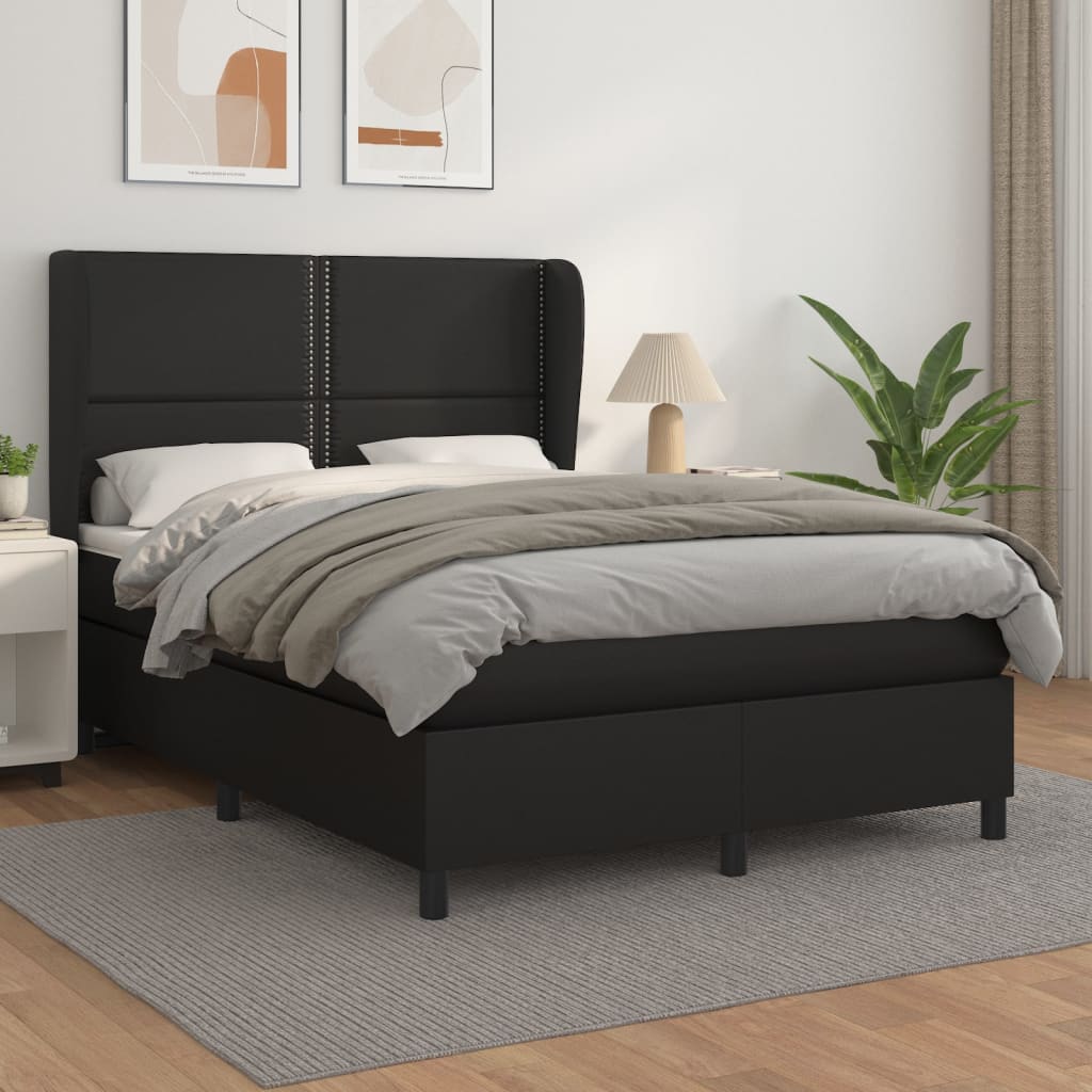 vidaXL Box spring postel s matrací černá 140x200 cm umělá kůže