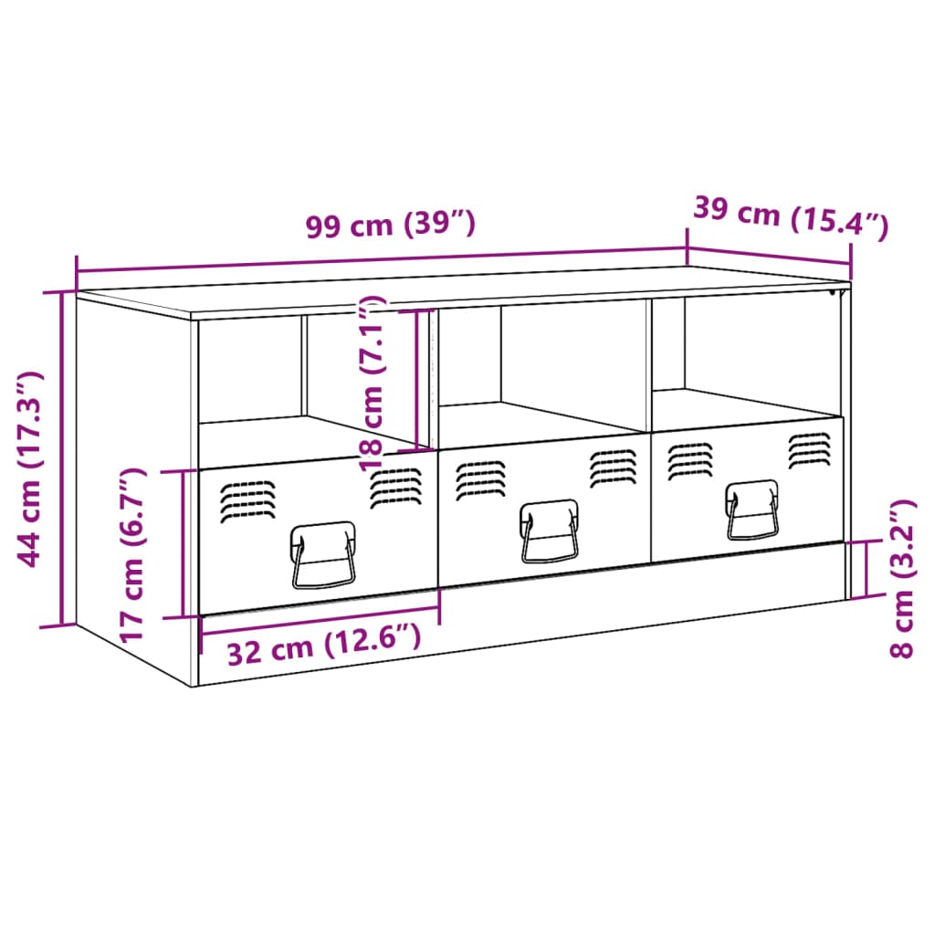 vidaXL TV skříňka černá 99 x 39 x 44 cm ocel