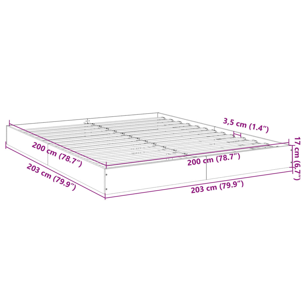 vidaXL Rám postele kouřový dub 200 x 200 cm kompozitní dřevo