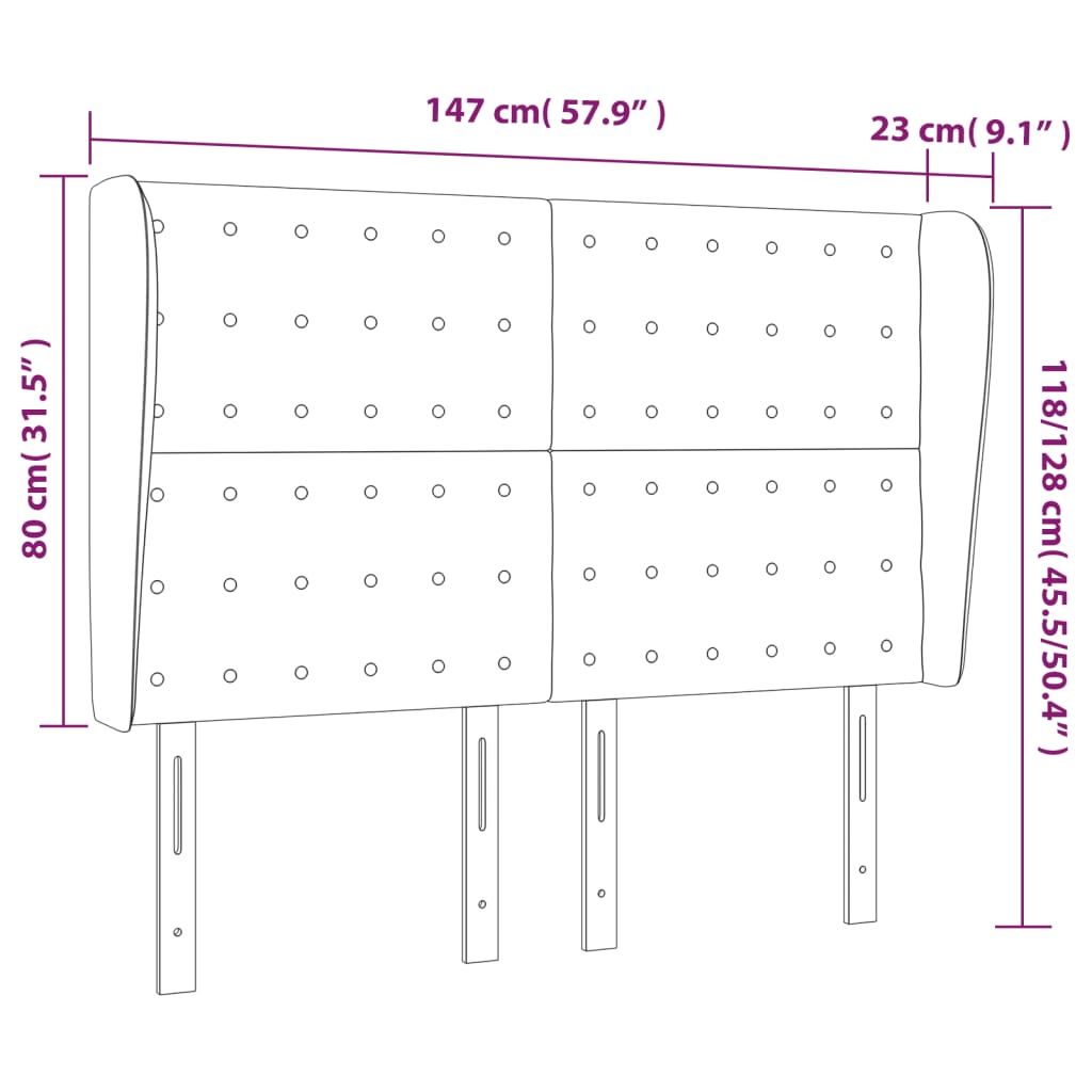 vidaXL Čelo postele typu ušák tmavě šedé 147x23x118/128 cm textil