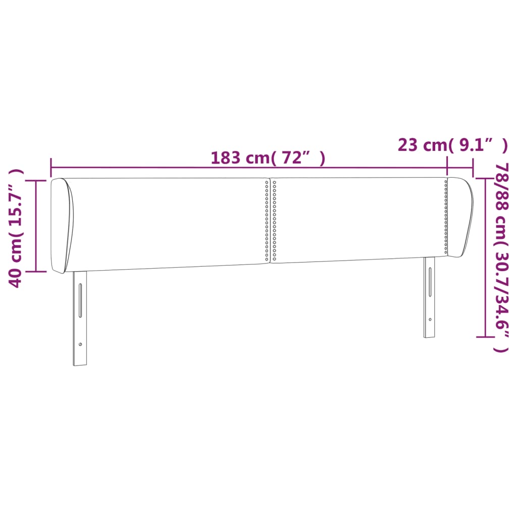 vidaXL Čelo postele typu ušák krémové 183x23x78/88 cm textil