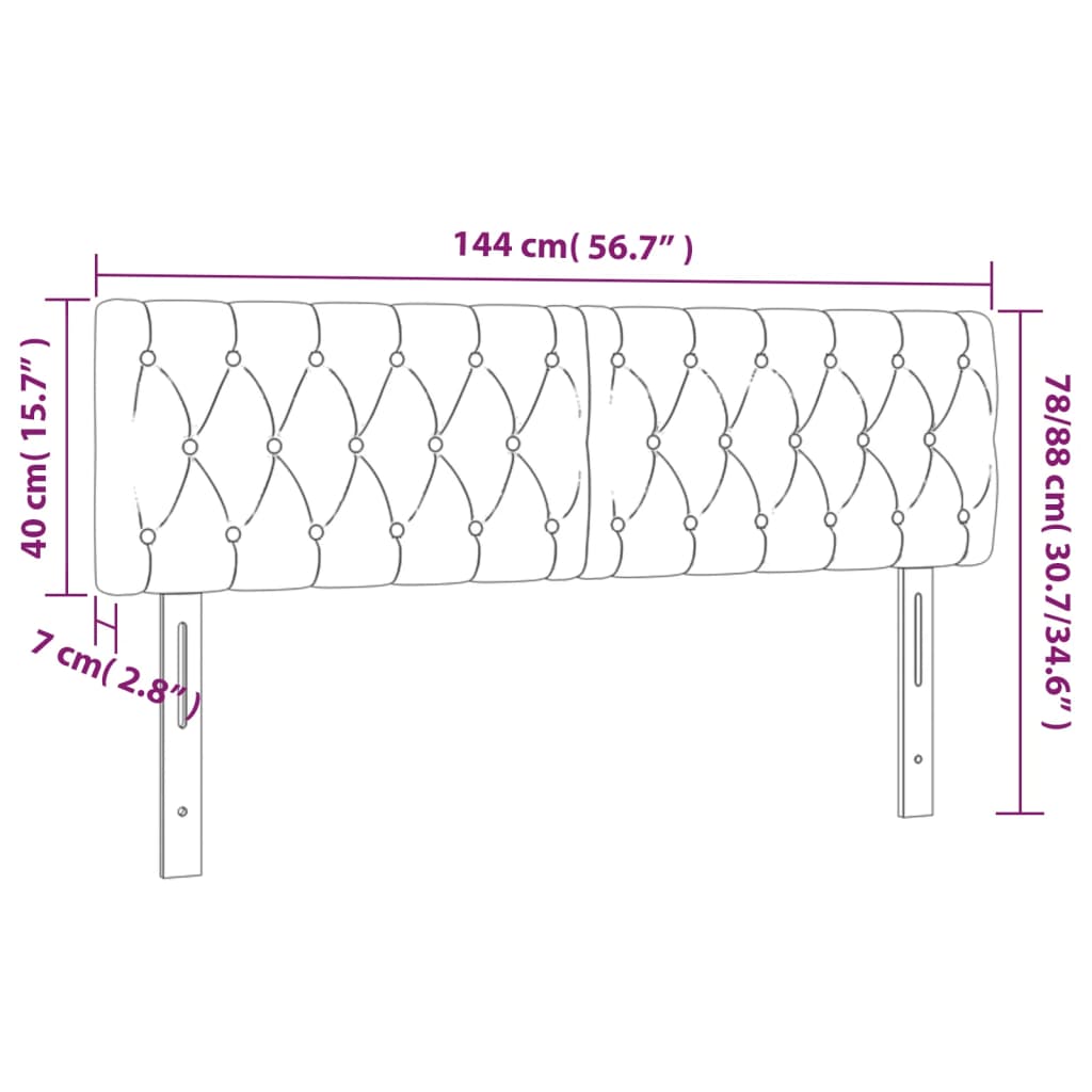 vidaXL Čela postele 2 ks světle šedá 72x7x78/88 cm samet