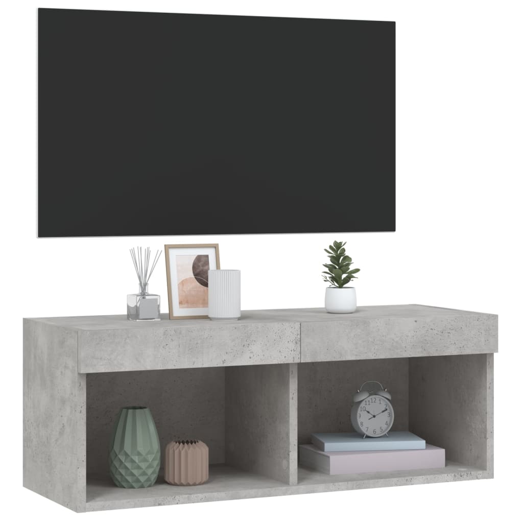 vidaXL TV skříňka s LED osvětlením betonově šedá 80 x 30 x 30 cm