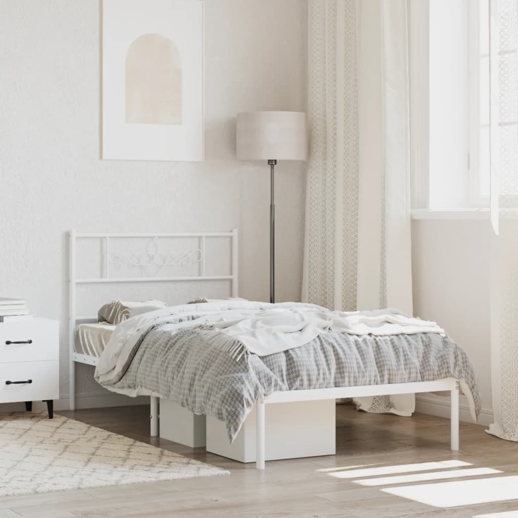 vidaXL Kovový rám postele s čelem bílý 80 x 200 cm