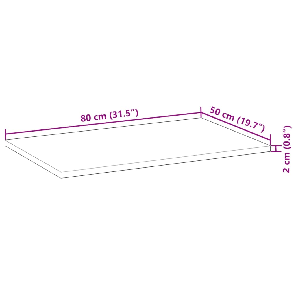 vidaXL Stolní deska obdélníková 80 x 50 x 2 cm masivní akáciové dřevo