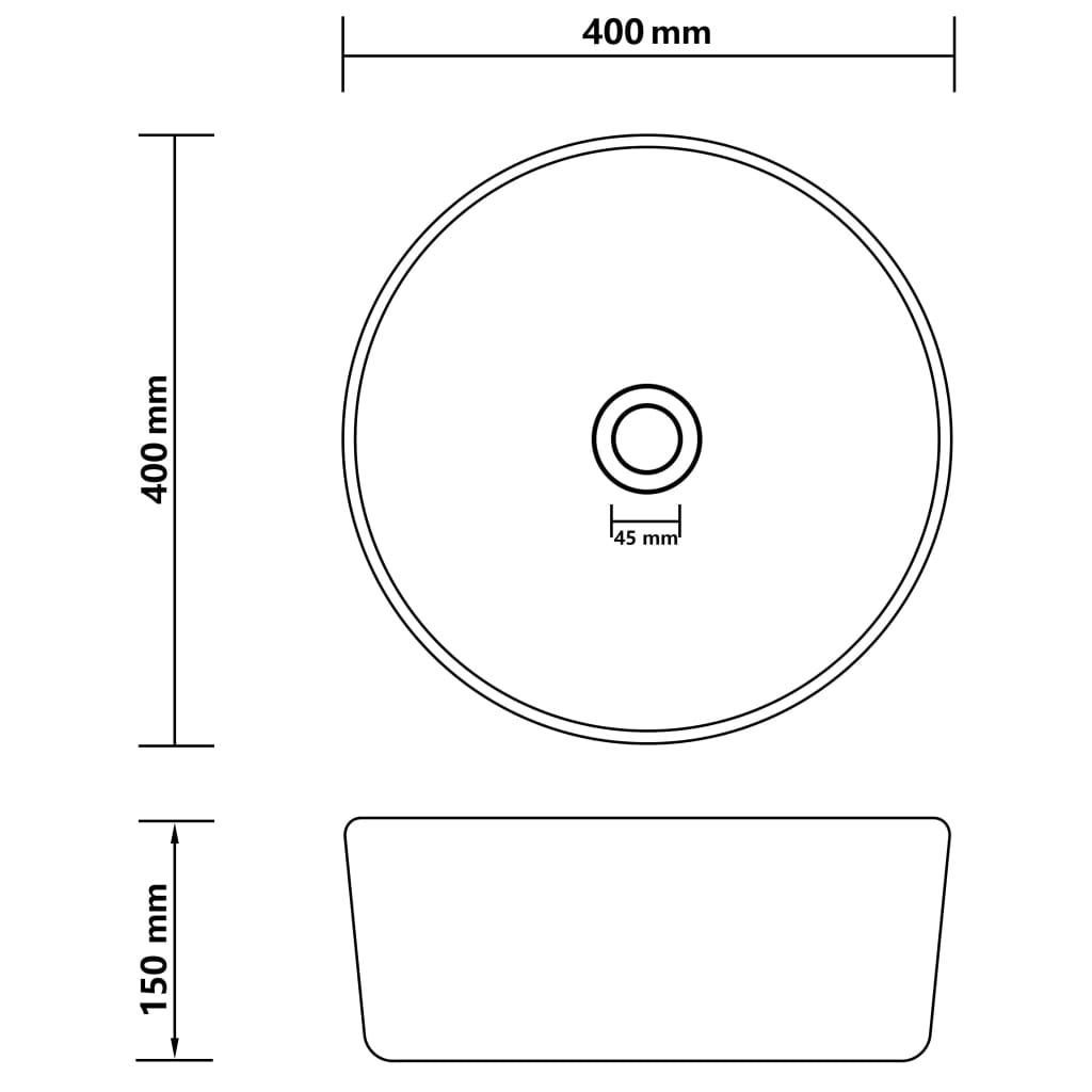 vidaXL Luxusní umyvadlo kulaté matné tmavě hnědé 40 x 15 cm keramické