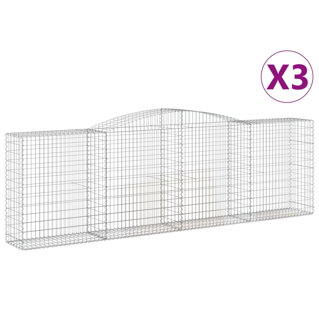 vidaXL Klenuté gabionové koše 3 ks 400x50x120/140cm pozinkované železo