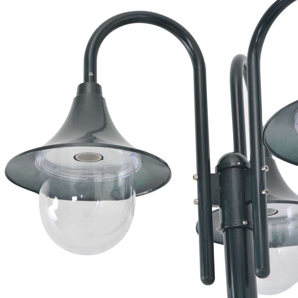 vidaXL Zahradní sloupová lampa 3 ramena E27 220 cm hliník tmavě zelená