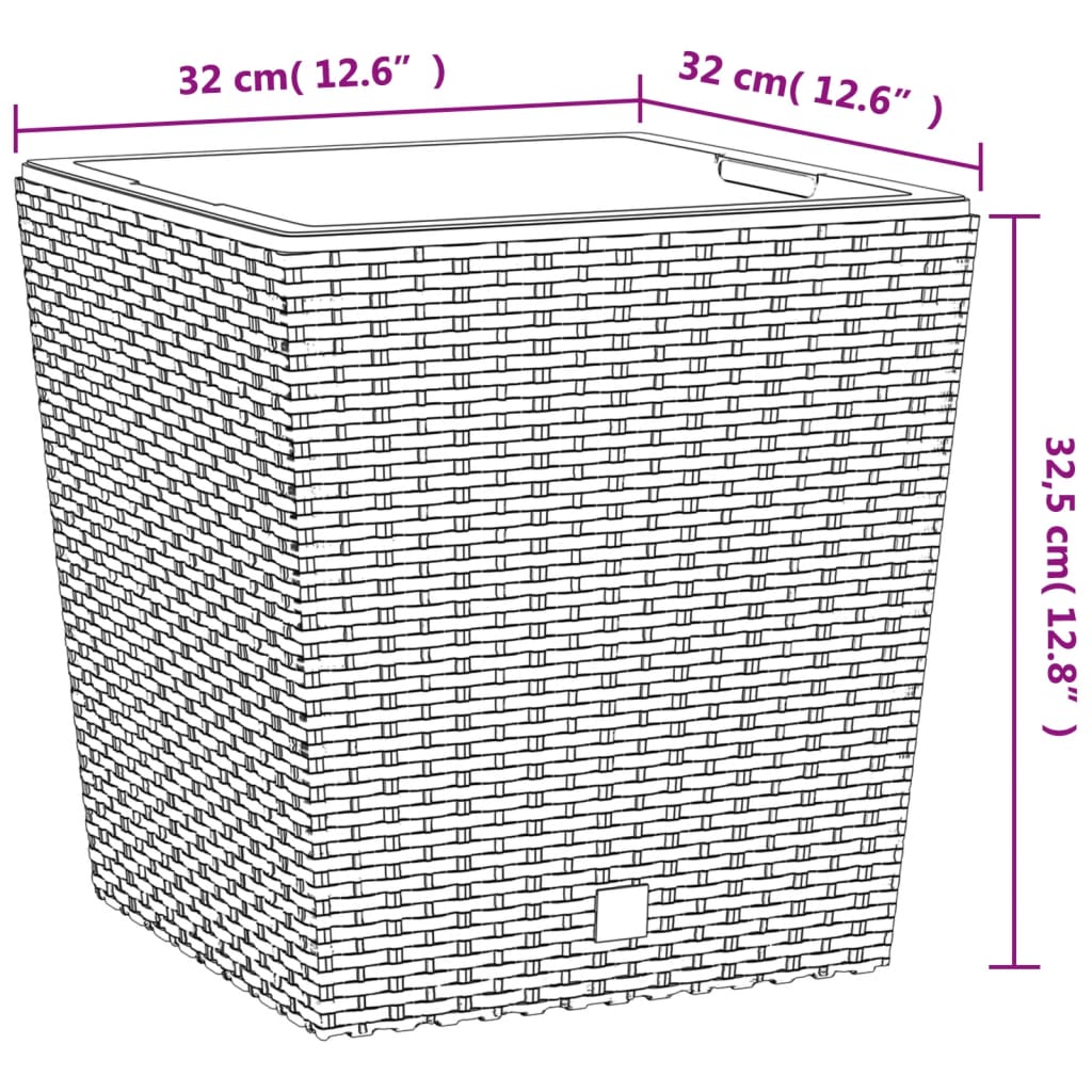 vidaXL Truhlík s odnímatelnou vložkou hnědý 21 / 32 l PP ratan