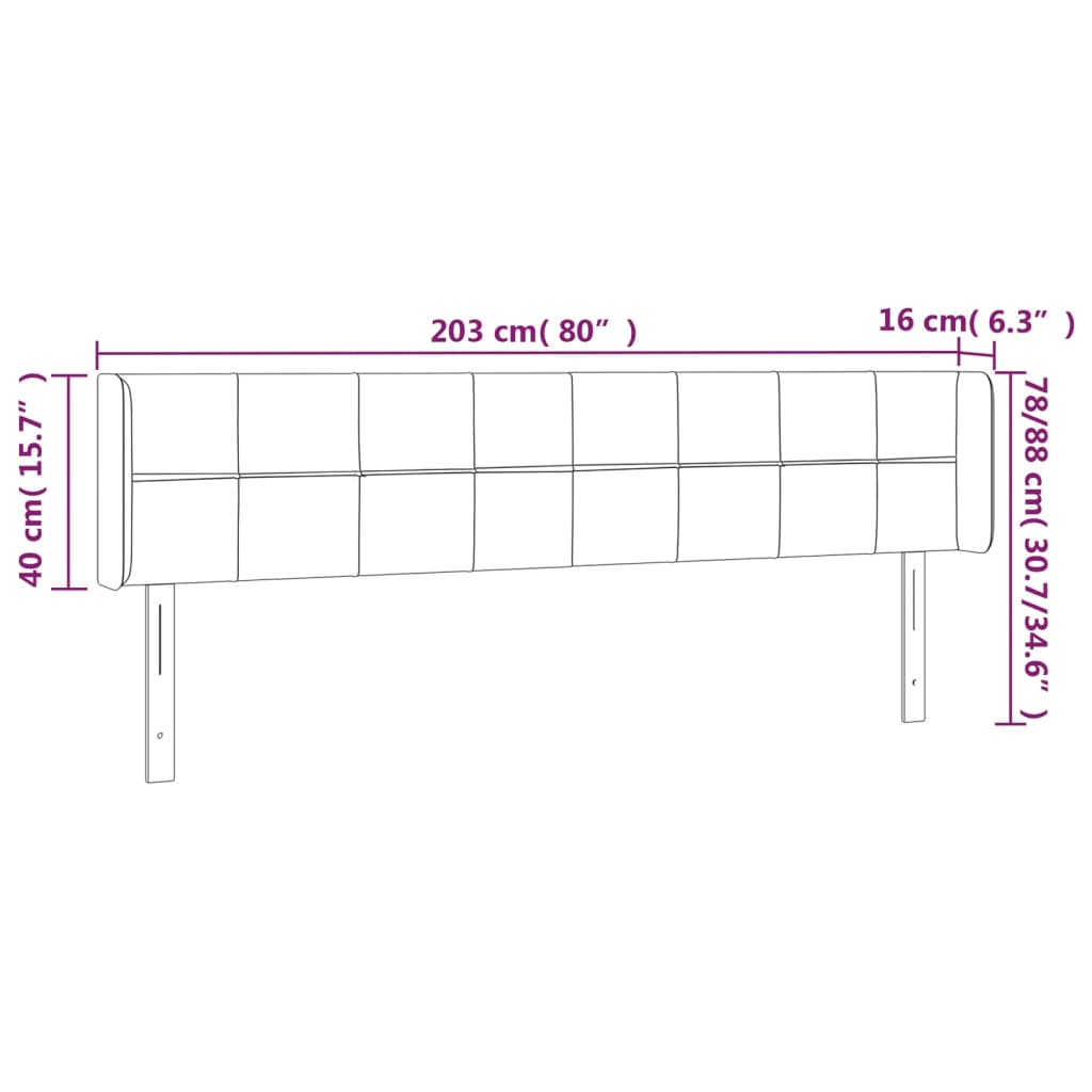 vidaXL Čelo postele typu ušák tmavě zelená 203x16x78/88 cm samet