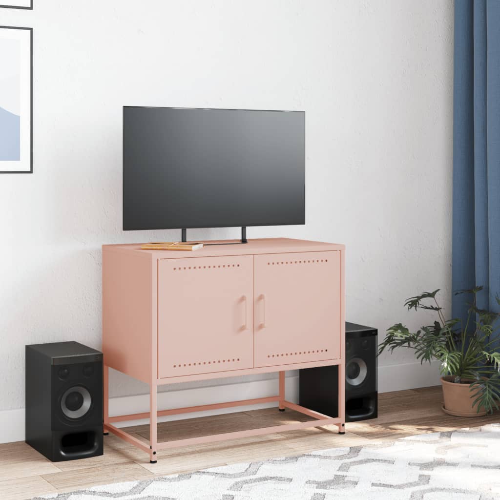 vidaXL TV skříňka růžová 68,5 x 39 x 60,5 cm ocel