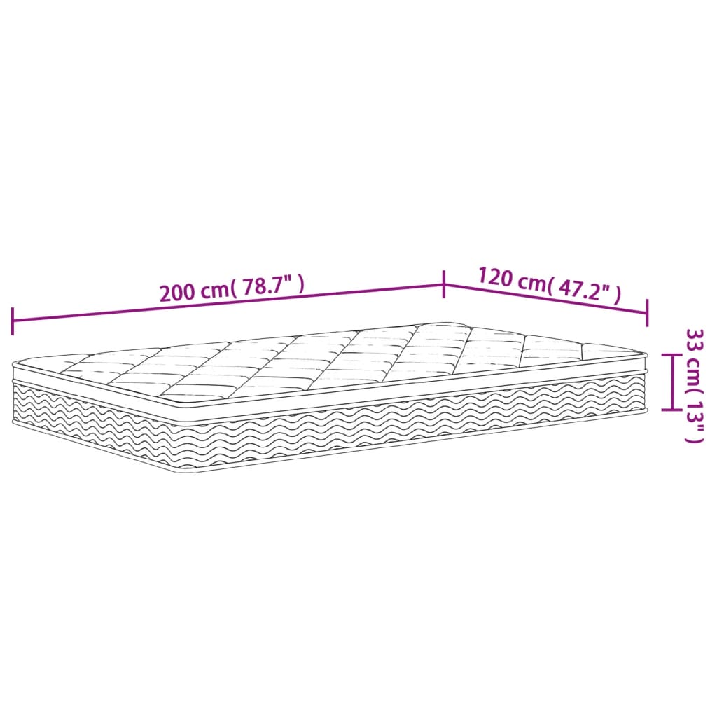 vidaXL Taštičková pružinová matrace medium plus 120 x 200 cm