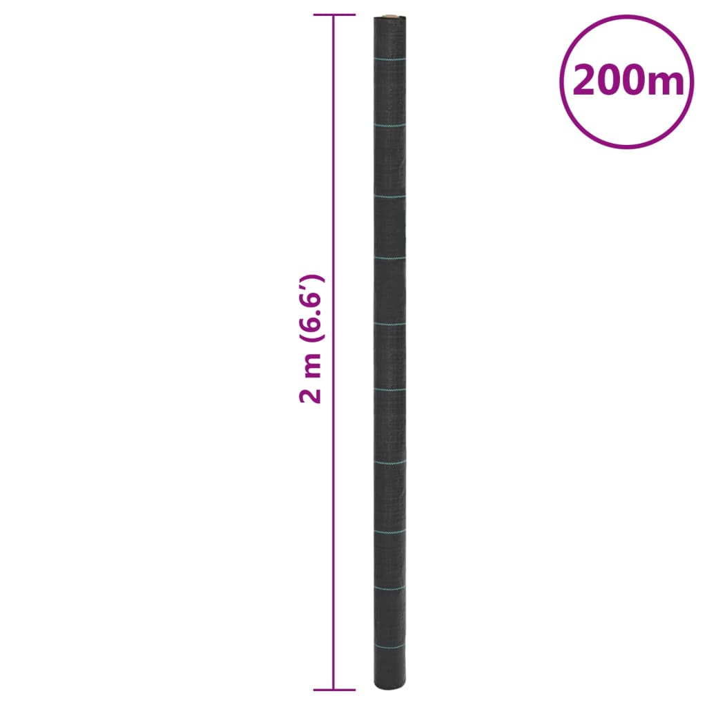 vidaXL Mulčovací textilie černá 2 x 200 m PP