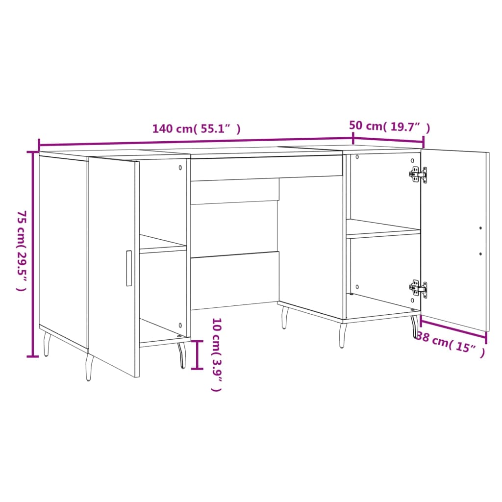 vidaXL Psací stůl hnědý dub 140 x 50 x 75 cm kompozitní dřevo