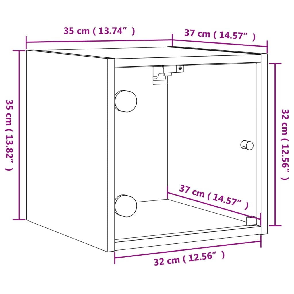 vidaXL Noční stolky se skleněnými dvířky 2 ks kouřový dub 35x37x35 cm