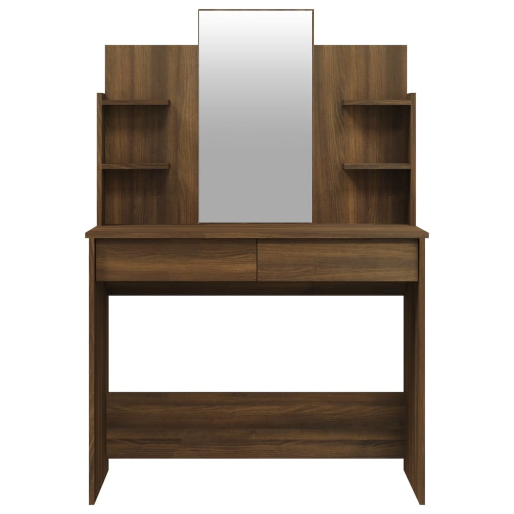 vidaXL Toaletní stolek se zrcadlem hnědý dub 96 x 40 x 142 cm