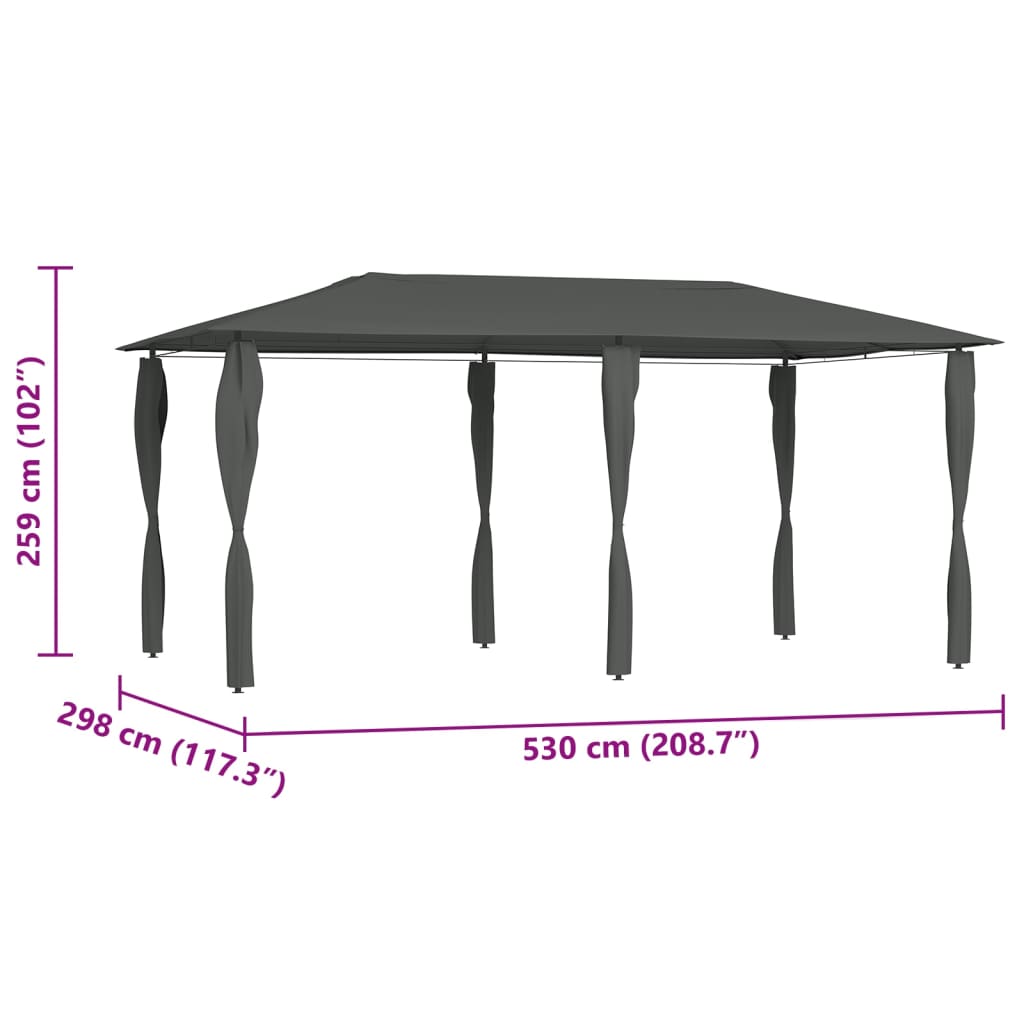 vidaXL Altán s krytými sloupky 3 x 6 x 2,6 m antracitový 160 g/m²