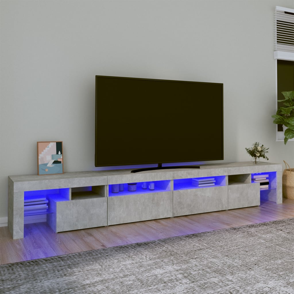 vidaXL TV skříňka s LED osvětlením betonově šedá 260x36,5x40 cm