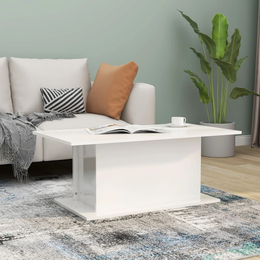 vidaXL Konferenční stolek bílý lesklý 102x55,5x40 cm kompozitní dřevo