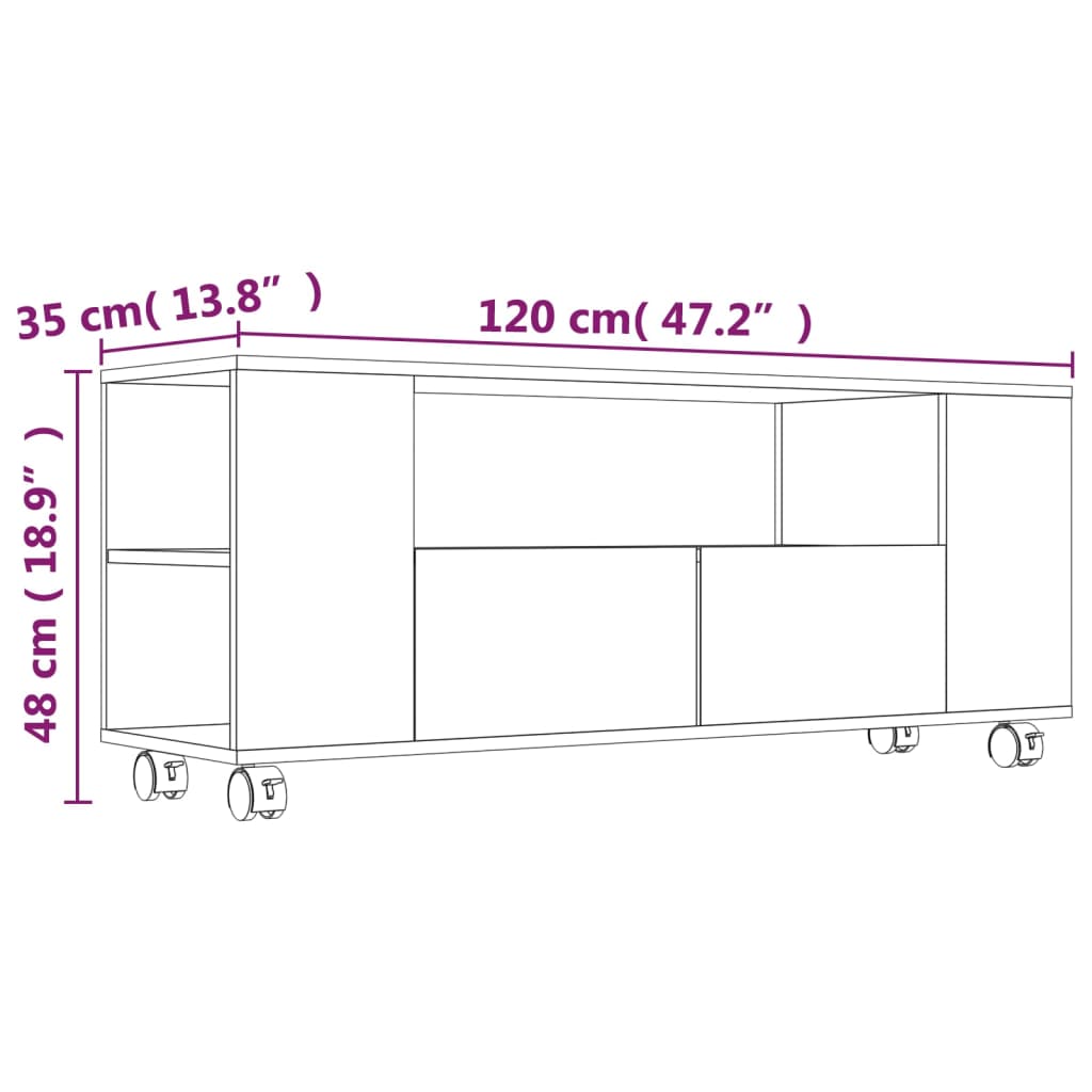 vidaXL TV skříňka černá 120x35x48 cm kompozitní dřevo