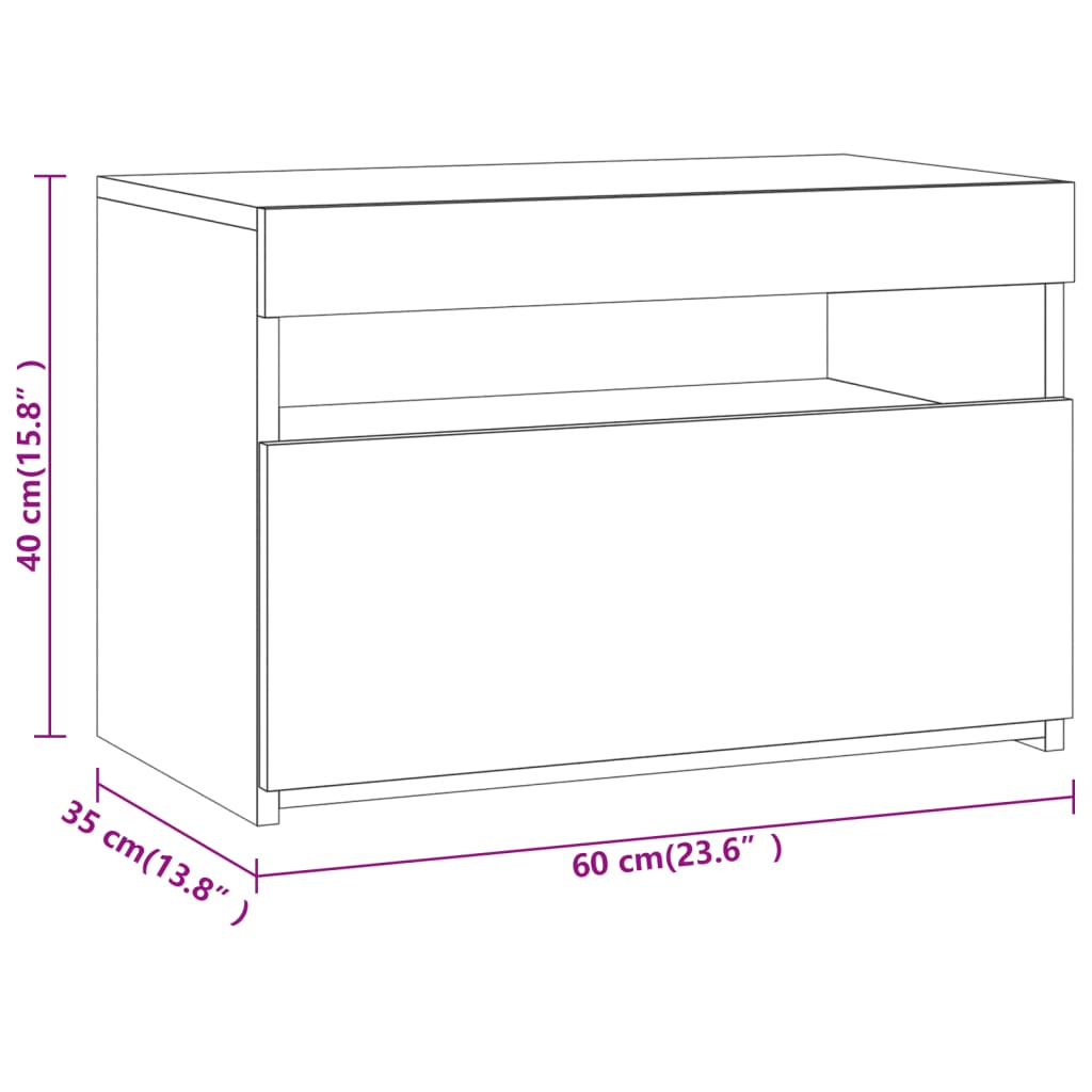 vidaXL Noční stolek s LED osvětlením kouřový dub 60 x 35 x 40 cm