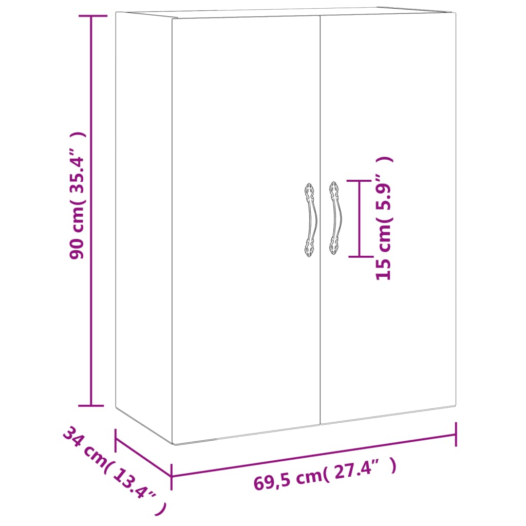 vidaXL Nástěnná skříňka kouřový dub 69,5 x 34 x 90 cm kompozitní dřevo