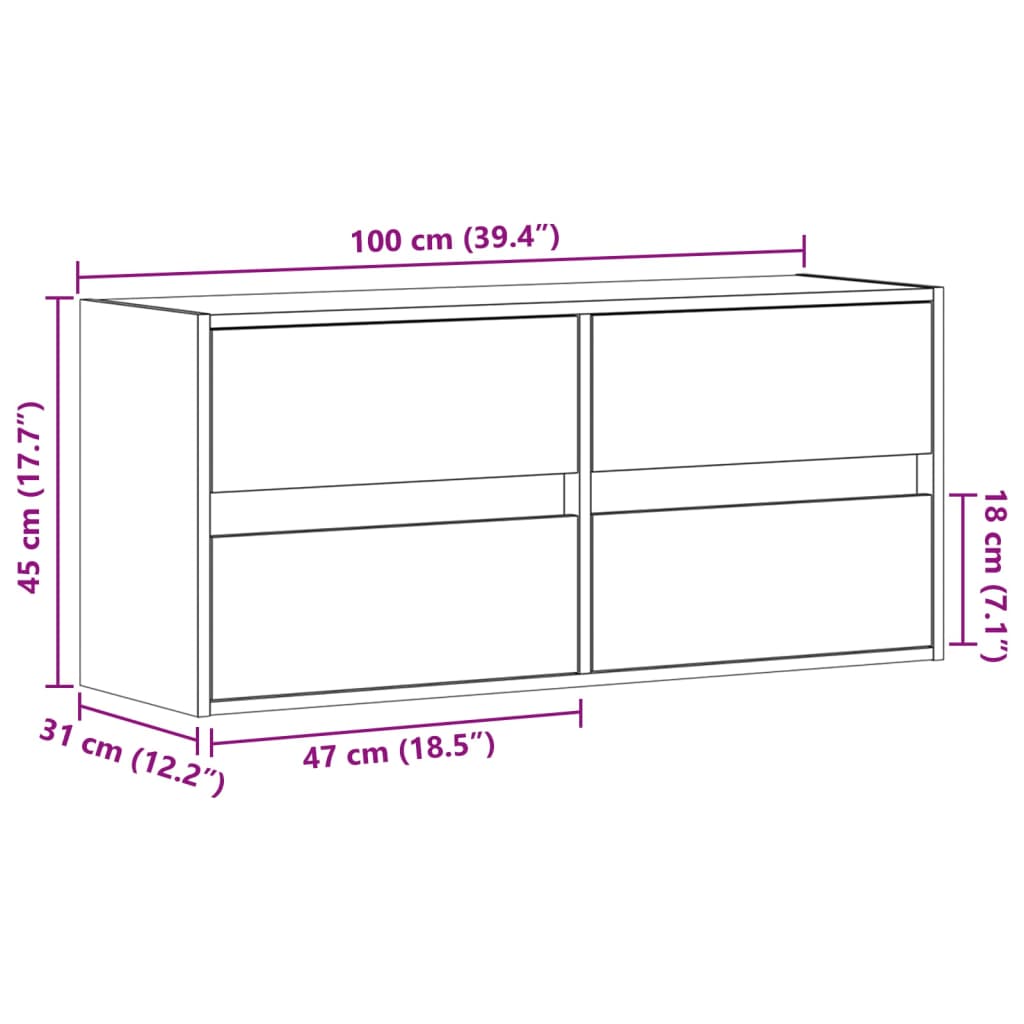 vidaXL Nástěnná TV skříňka s LED osvětlením dub sonoma 100x31x45 cm