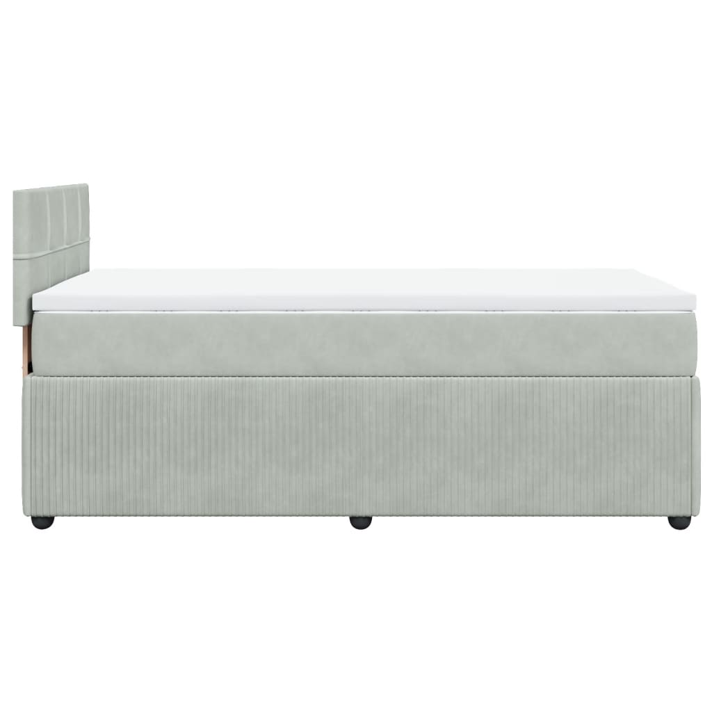 vidaXL Box spring postel s matrací světle šedá 90x200 cm samet