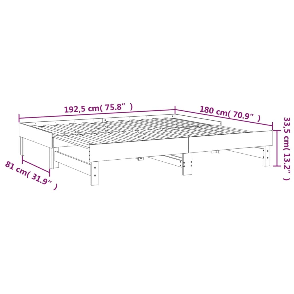 vidaXL Výsuvná postel medově hnědá 2x (90 x 190 cm) masivní borovice