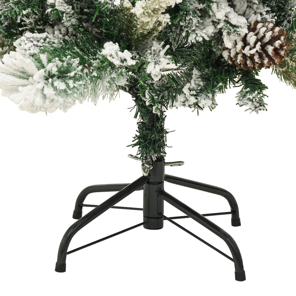 vidaXL Vánoční stromek s LED zasněžený s šiškami 150 cm PVC a PE