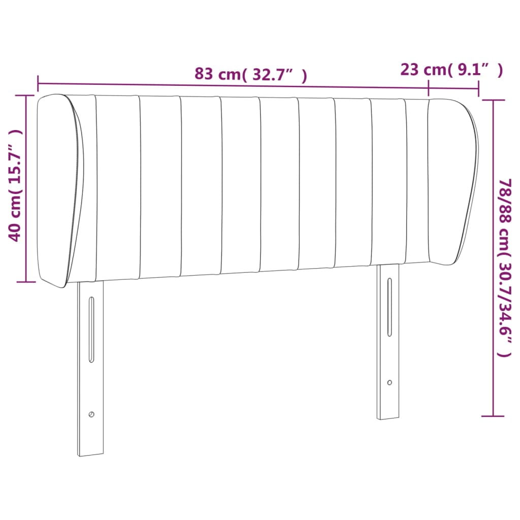 vidaXL Čelo postele typu ušák černé 83x23x78/88 cm samet