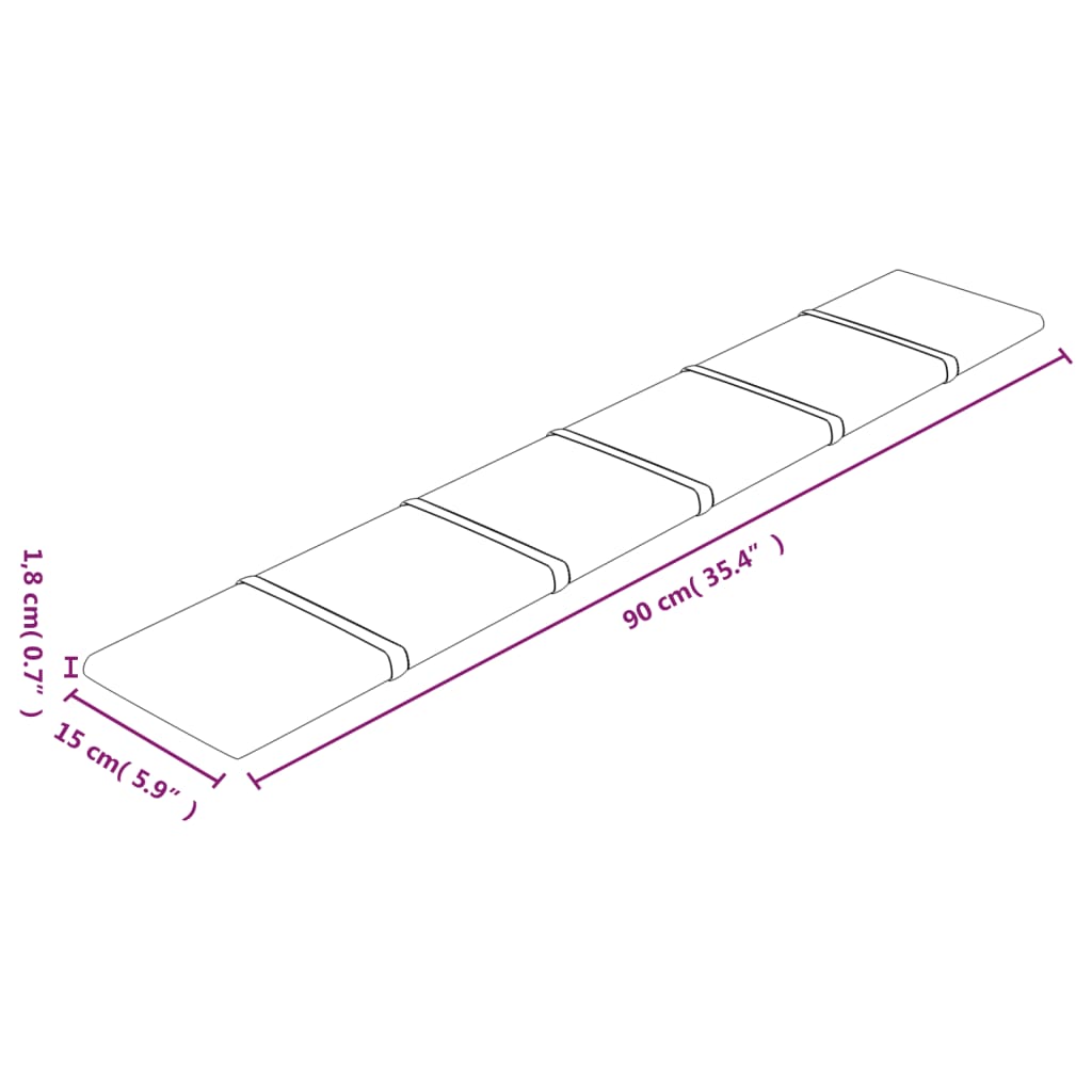 vidaXL Nástěnné panely 12 ks vínové 90 x 15 cm samet 1,62 m²