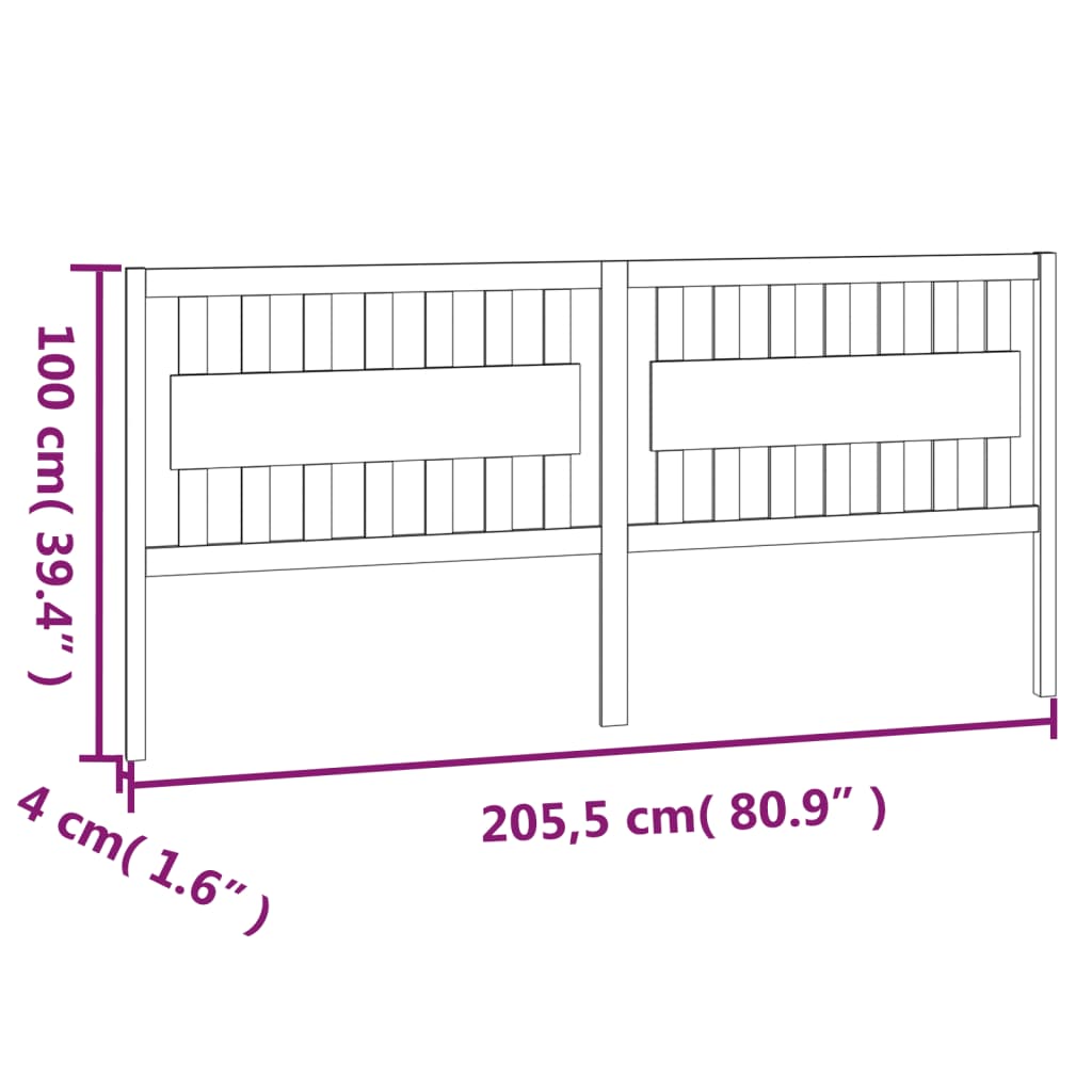 vidaXL Čelo postele bílé 205,5 x 4 x 100 cm masivní borovice