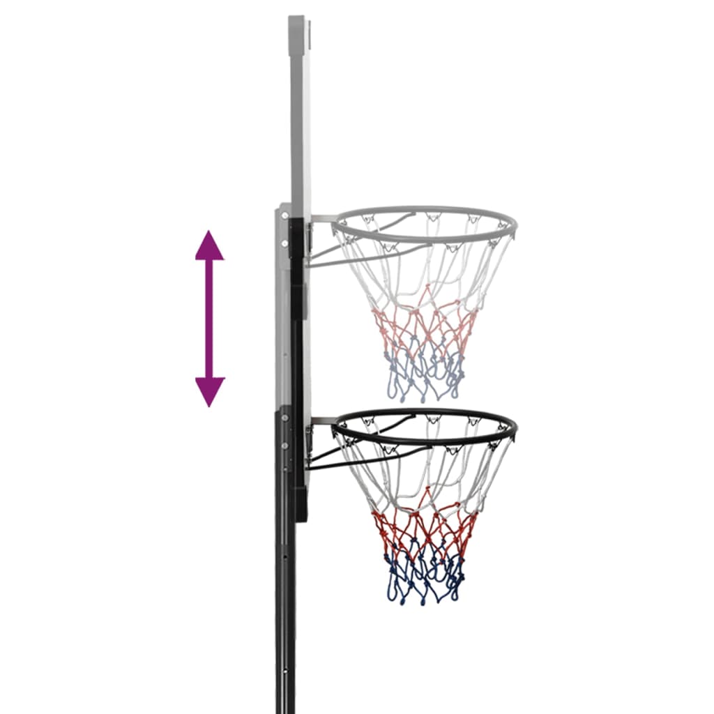 vidaXL Basketbalový koš s průhlednou deskou 280–350 cm polykarbonát