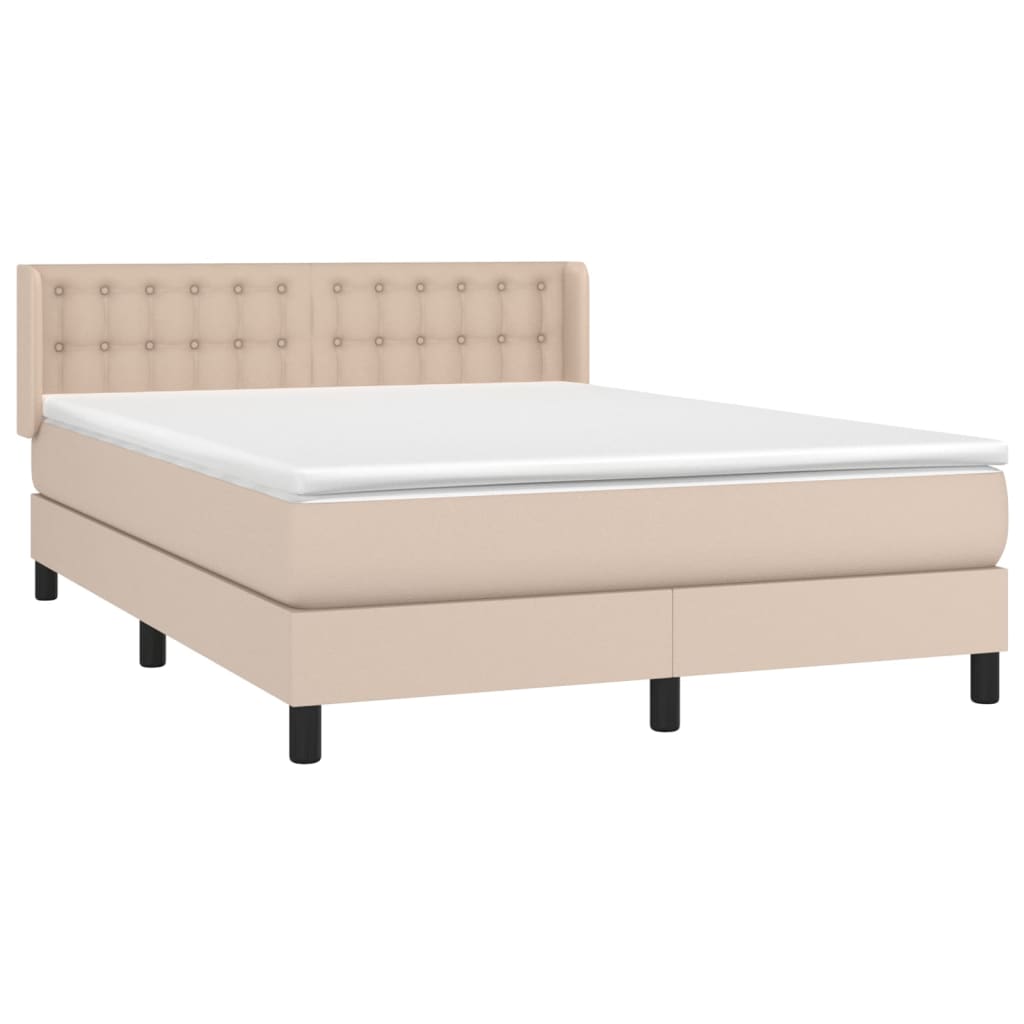 vidaXL Box spring postel s matrací cappuccino 140x200 cm umělá kůže