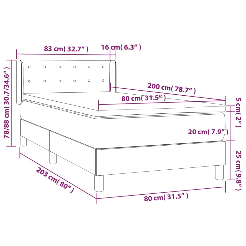 vidaXL Box spring postel s matrací taupe 80x200 cm textil