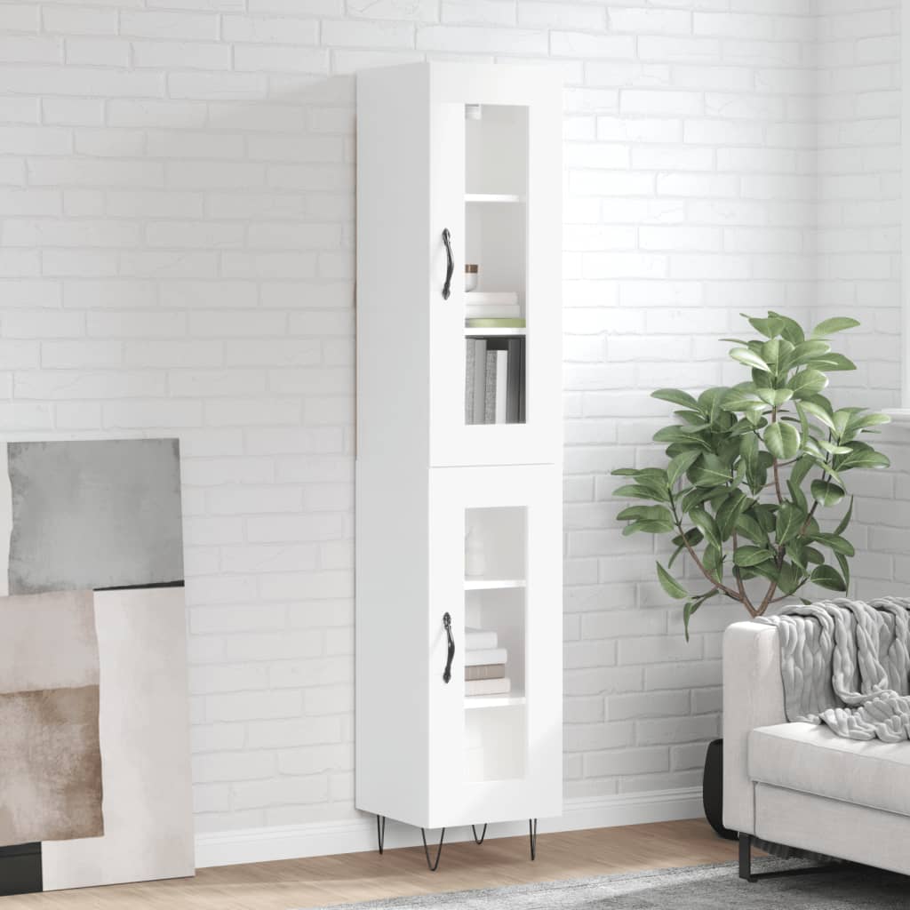 vidaXL Skříň highboard bílá s vysokým leskem 34,5x34x180 cm kompozit