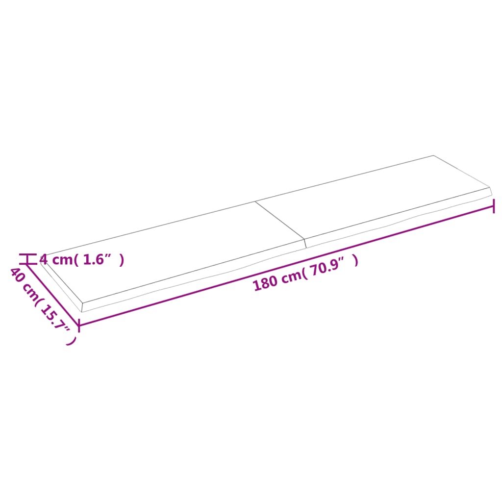 vidaXL Koupelnová deska hnědá 180x40x(2-4) cm ošetřený masivní dřevo