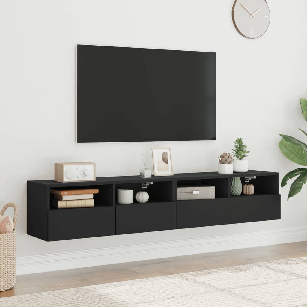 vidaXL Nástěnné TV skříňky 2 ks černé 80 x 30 x 30 cm kompozitní dřevo