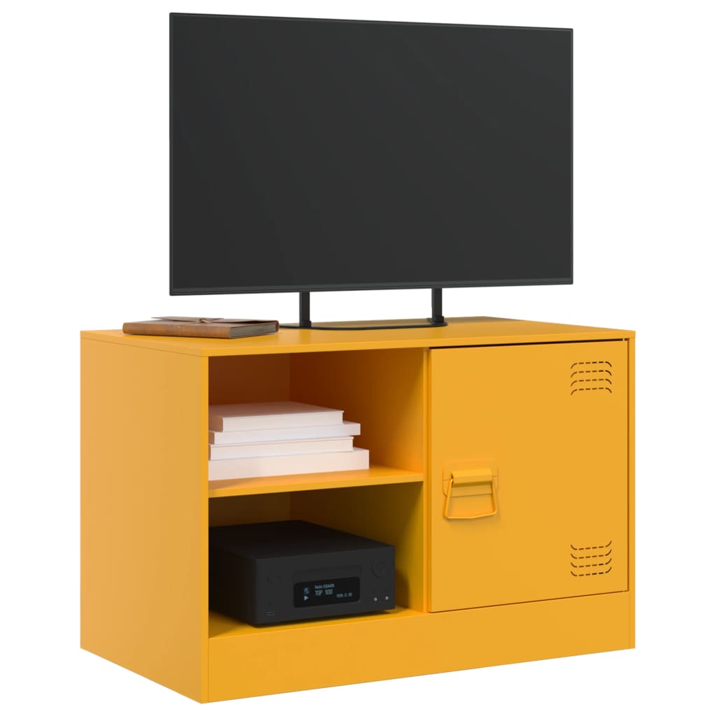 vidaXL TV skříňka hořčicově žlutá 67 x 39 x 44 cm ocel