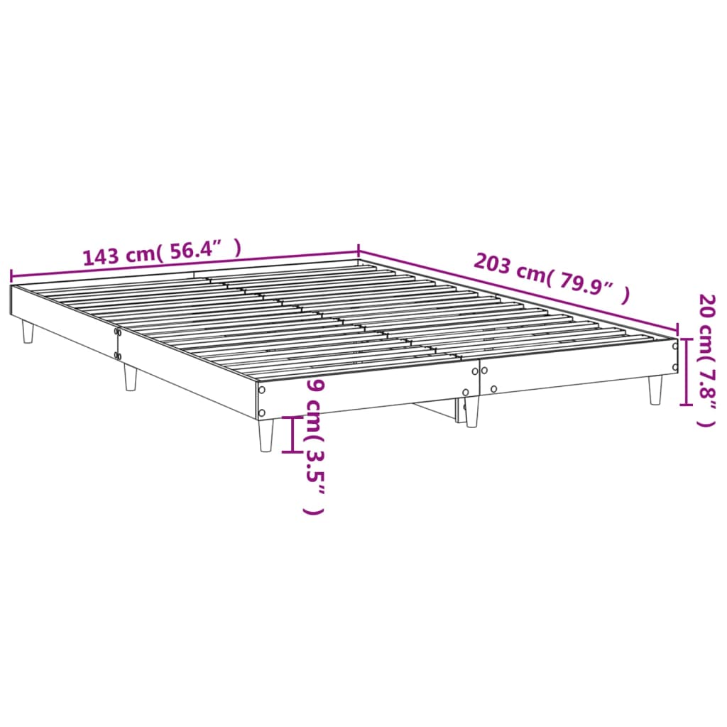 vidaXL Rám postele bez matrace hnědý dub 140 x 200 cm kompozitní dřevo