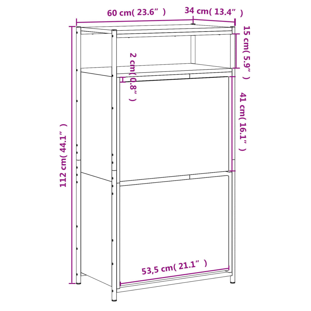 vidaXL Botník hnědý dub 60 x 34 x 112 cm kompozitní dřevo