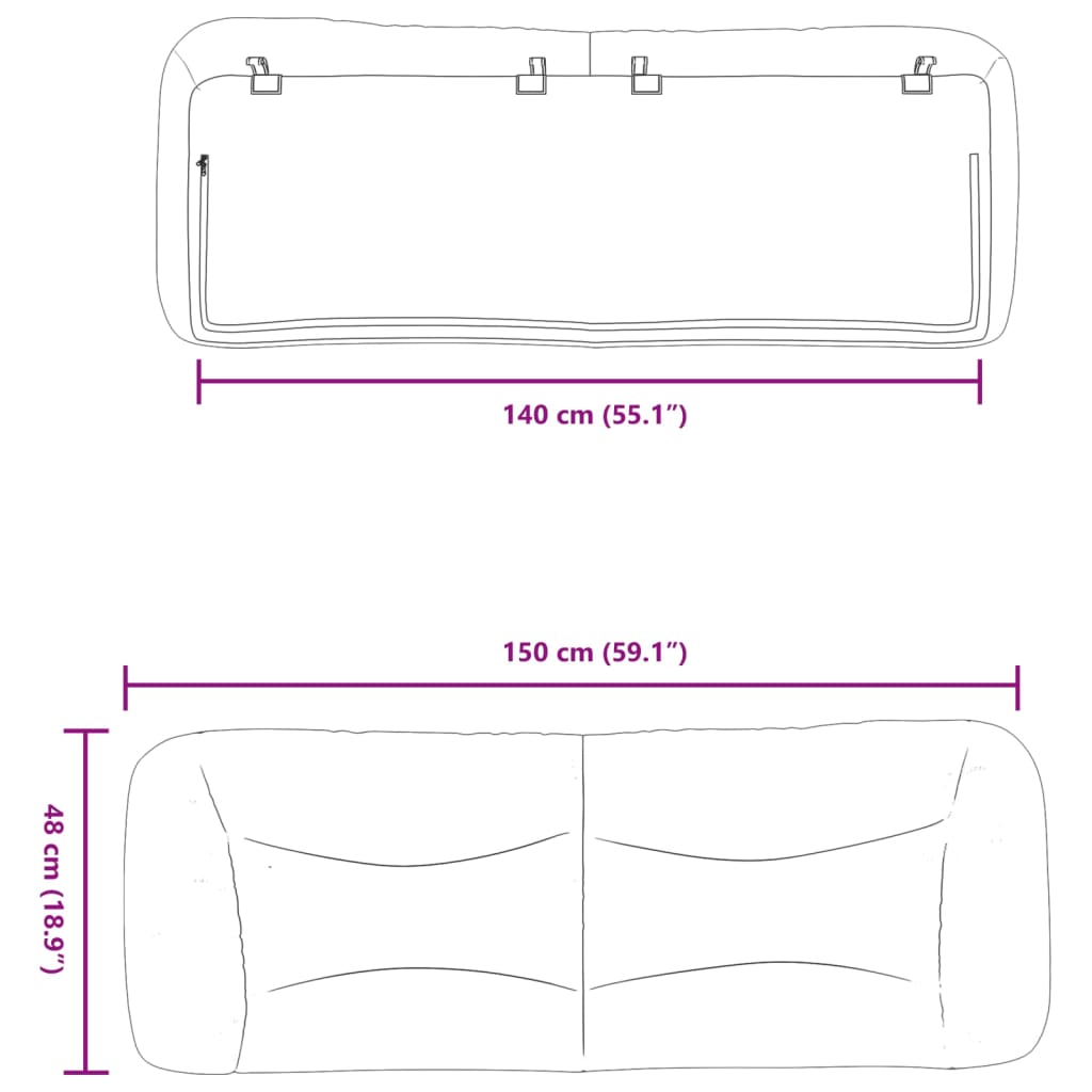 vidaXL Polštář na čelo postele černý 140 cm umělá kůže