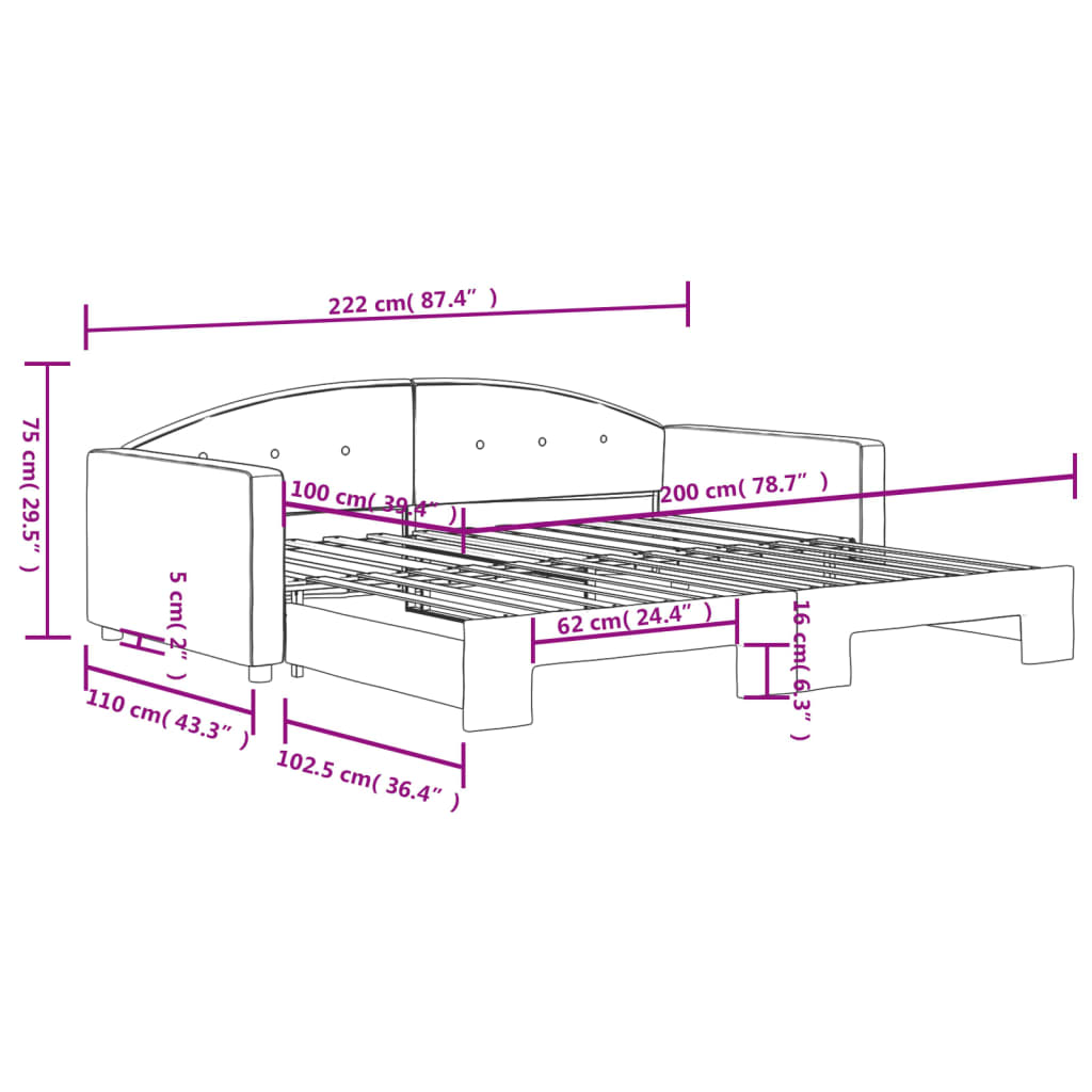 vidaXL Válenda s přistýlkou světle šedá 100 x 200 cm samet