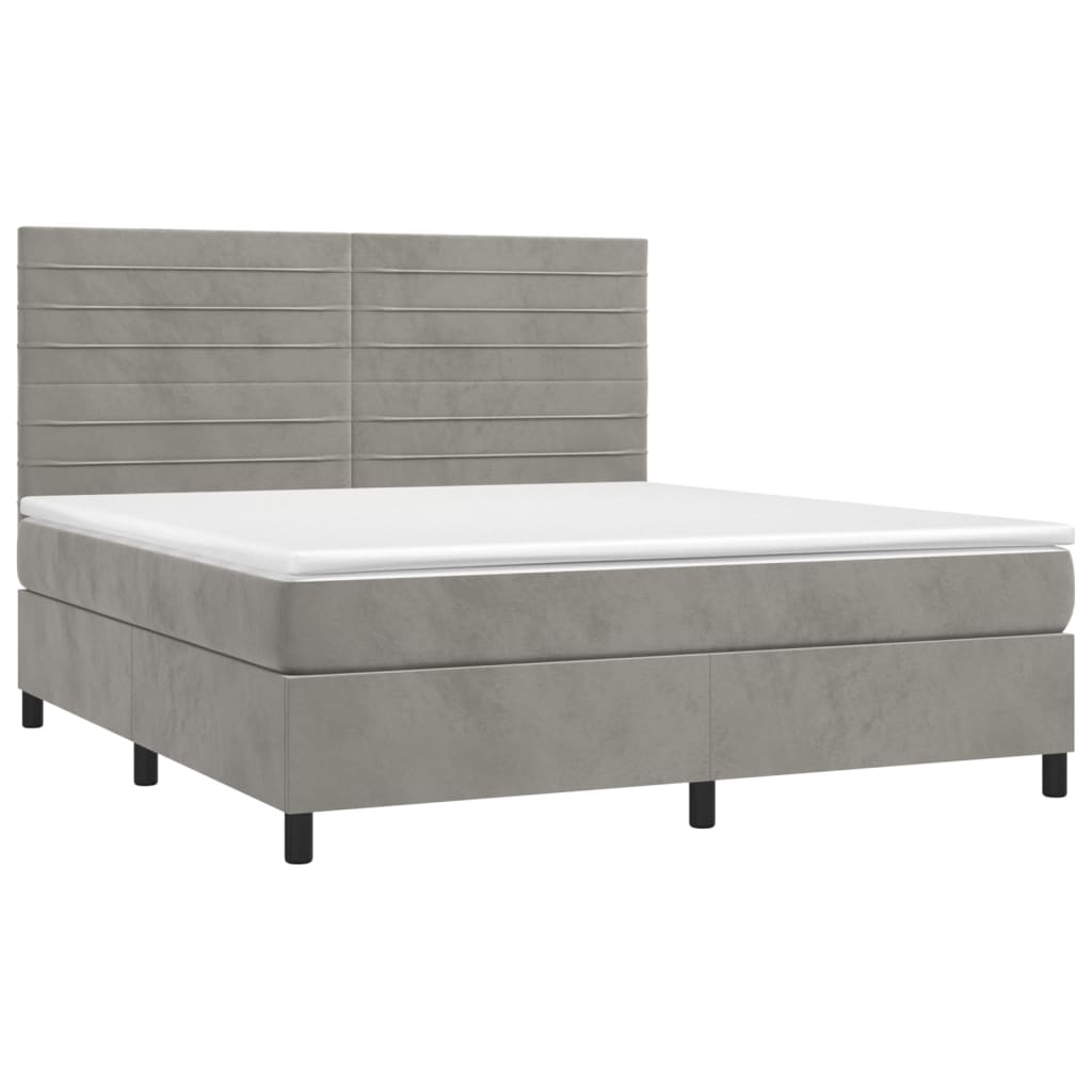 vidaXL Box spring postel s matrací světle šedá 180x200 cm samet