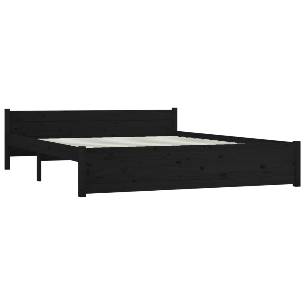 vidaXL Rám postele černý masivní dřevo 140 x 190 cm
