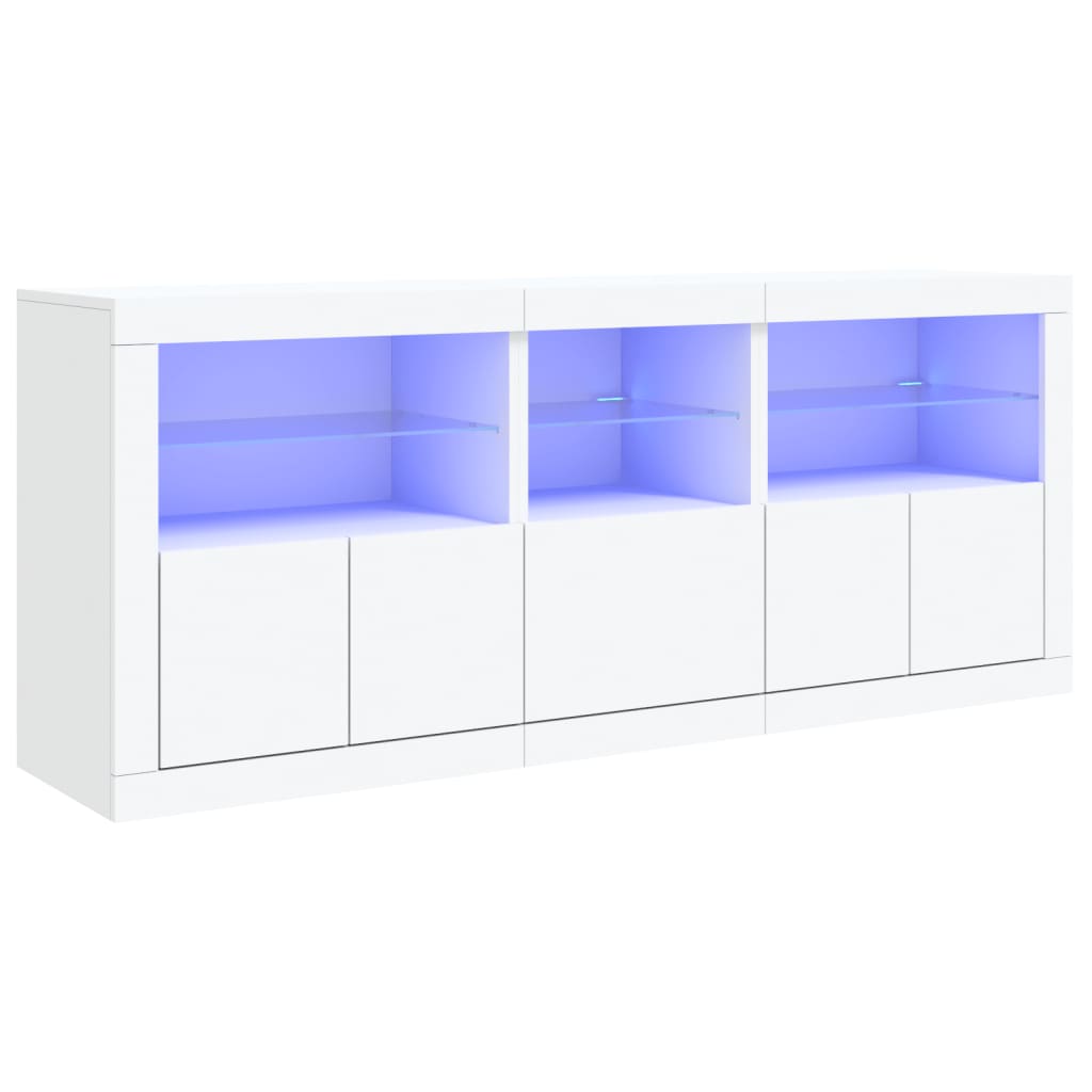 vidaXL Příborník s LED osvětlením bílý 162 x 37 x 67 cm