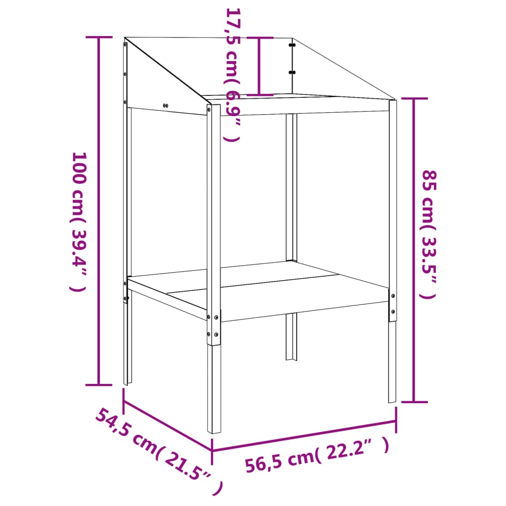 vidaXL Stojan na rostliny antracitový 56,5x54,5x100cm pozinkovaná ocel